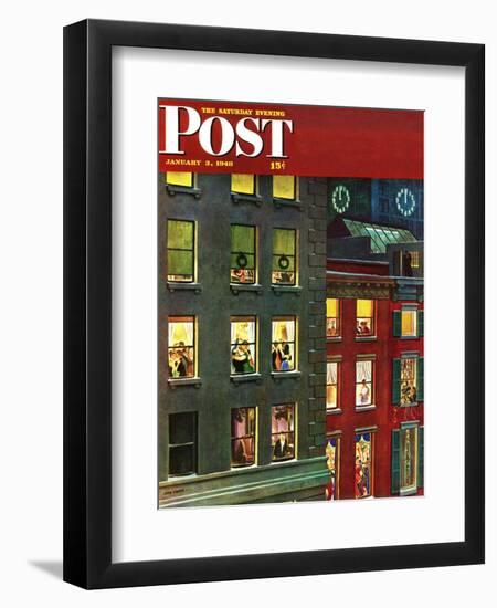 "Apartment Dwellers on New Year's Eve," Saturday Evening Post Cover, January 3, 1948-John Falter-Framed Giclee Print