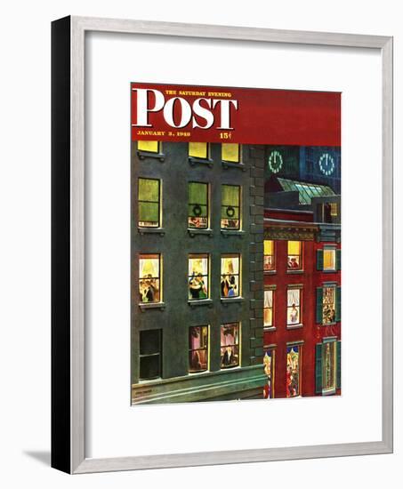 "Apartment Dwellers on New Year's Eve," Saturday Evening Post Cover, January 3, 1948-John Falter-Framed Premium Giclee Print