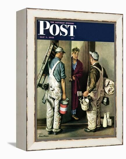 "Apartment Painters," Saturday Evening Post Cover, May 1, 1948-Stevan Dohanos-Framed Premier Image Canvas