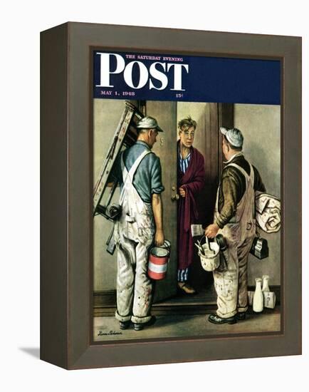 "Apartment Painters," Saturday Evening Post Cover, May 1, 1948-Stevan Dohanos-Framed Premier Image Canvas