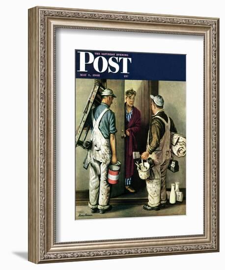 "Apartment Painters," Saturday Evening Post Cover, May 1, 1948-Stevan Dohanos-Framed Giclee Print