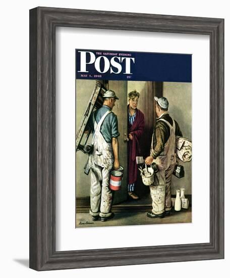 "Apartment Painters," Saturday Evening Post Cover, May 1, 1948-Stevan Dohanos-Framed Giclee Print