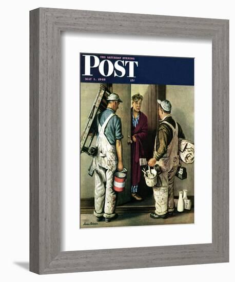 "Apartment Painters," Saturday Evening Post Cover, May 1, 1948-Stevan Dohanos-Framed Giclee Print