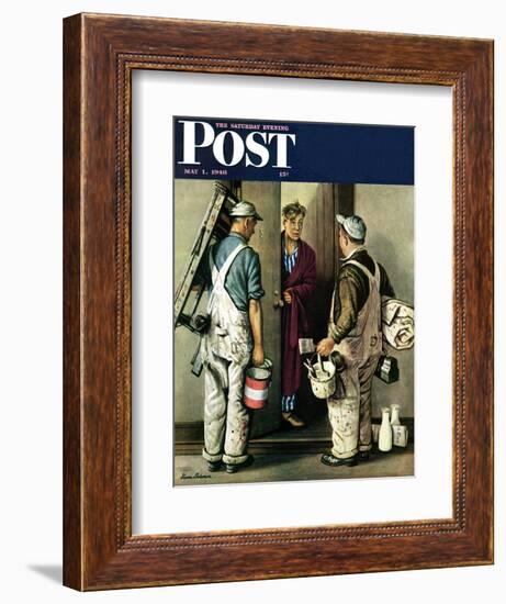 "Apartment Painters," Saturday Evening Post Cover, May 1, 1948-Stevan Dohanos-Framed Giclee Print