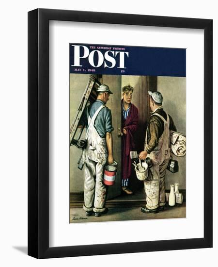 "Apartment Painters," Saturday Evening Post Cover, May 1, 1948-Stevan Dohanos-Framed Giclee Print