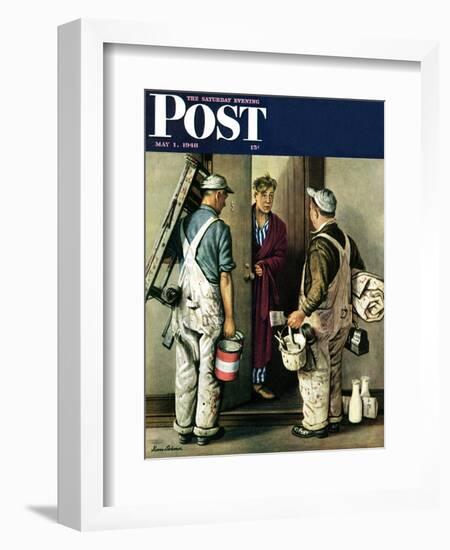 "Apartment Painters," Saturday Evening Post Cover, May 1, 1948-Stevan Dohanos-Framed Giclee Print