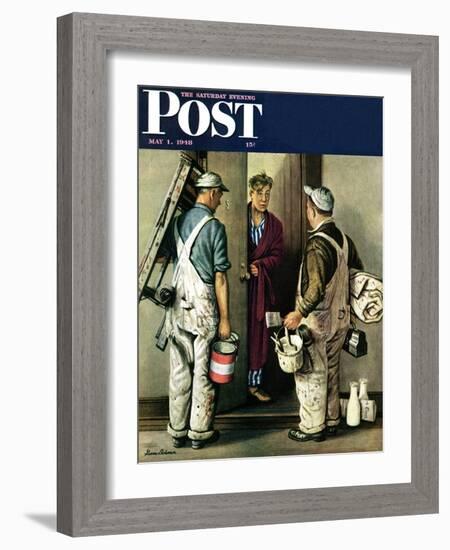 "Apartment Painters," Saturday Evening Post Cover, May 1, 1948-Stevan Dohanos-Framed Giclee Print