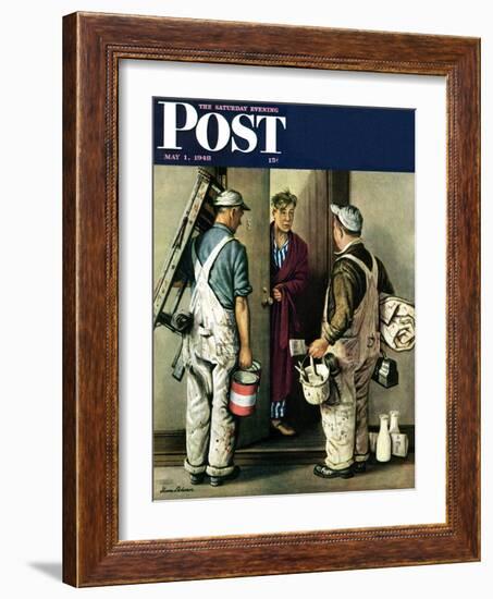 "Apartment Painters," Saturday Evening Post Cover, May 1, 1948-Stevan Dohanos-Framed Giclee Print