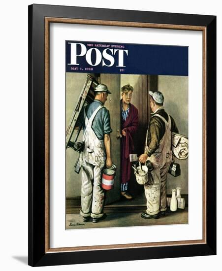 "Apartment Painters," Saturday Evening Post Cover, May 1, 1948-Stevan Dohanos-Framed Giclee Print