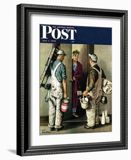 "Apartment Painters," Saturday Evening Post Cover, May 1, 1948-Stevan Dohanos-Framed Giclee Print