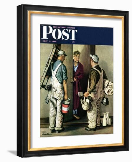 "Apartment Painters," Saturday Evening Post Cover, May 1, 1948-Stevan Dohanos-Framed Giclee Print