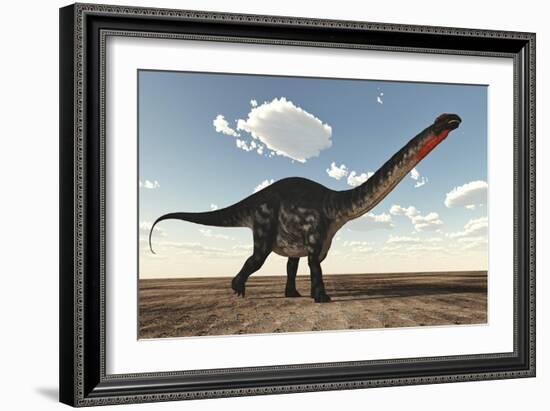 Apatosaurus Dinosaur Walking in the Desert-Stocktrek Images-Framed Art Print