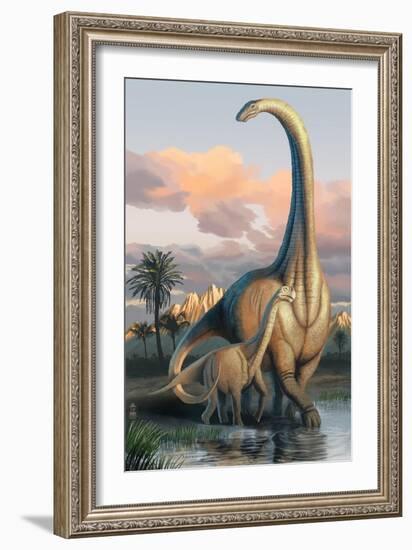 Apatosaurus Dinosaur-Lantern Press-Framed Art Print