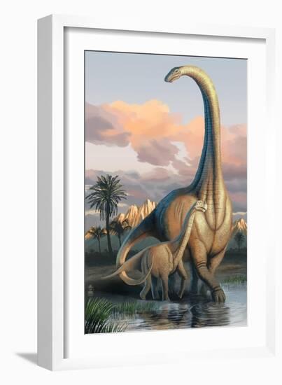 Apatosaurus Dinosaur-Lantern Press-Framed Art Print