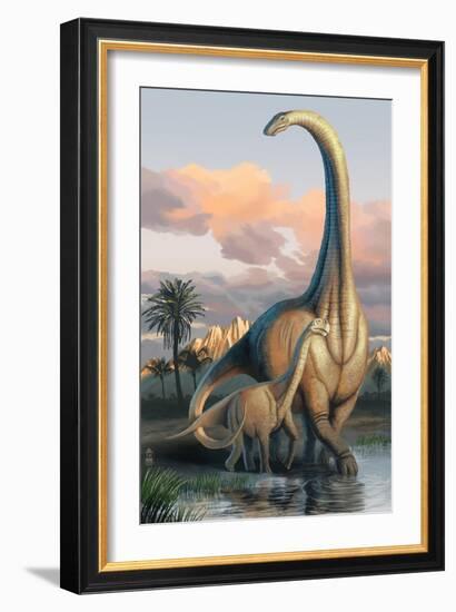 Apatosaurus Dinosaur-Lantern Press-Framed Art Print