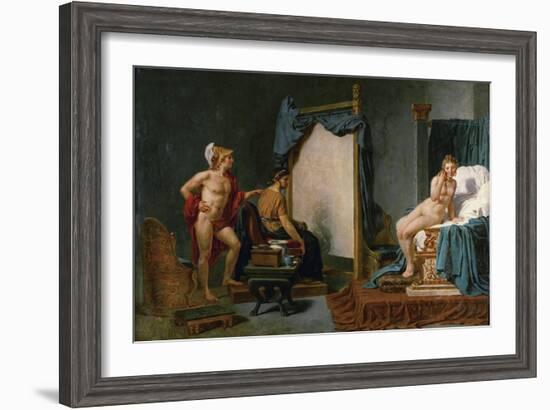 Apelles Painting Campaspe in the Presence of Alexander the Great-Jacques Louis David-Framed Giclee Print
