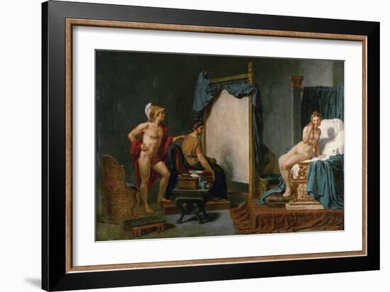 Apelles Painting Campaspe in the Presence of Alexander the Great-Jacques Louis David-Framed Giclee Print