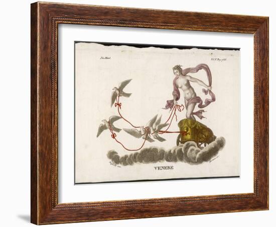 Aphrodite Rides Her Chariot Drawn by Doves Through the Clouds-Bernieri-Framed Art Print