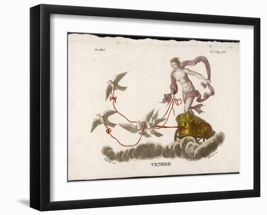 Aphrodite Rides Her Chariot Drawn by Doves Through the Clouds-Bernieri-Framed Art Print