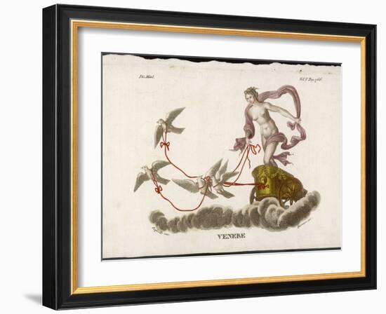 Aphrodite Rides Her Chariot Drawn by Doves Through the Clouds-Bernieri-Framed Art Print