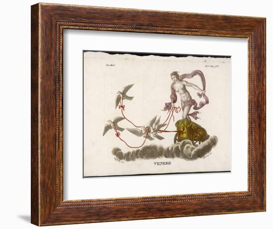 Aphrodite Rides Her Chariot Drawn by Doves Through the Clouds-Bernieri-Framed Art Print