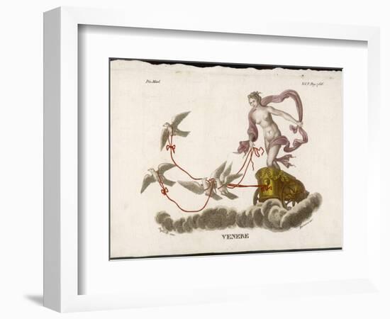 Aphrodite Rides Her Chariot Drawn by Doves Through the Clouds-Bernieri-Framed Art Print