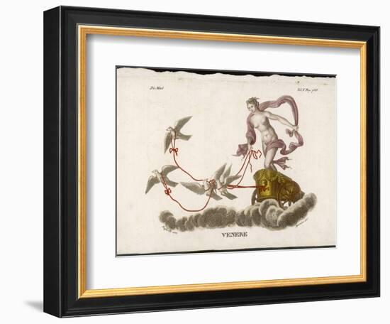 Aphrodite Rides Her Chariot Drawn by Doves Through the Clouds-Bernieri-Framed Art Print