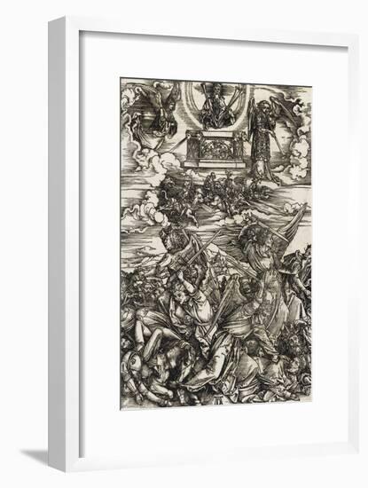 Apocalypse selon Saint Jean -  Le combat des anges-Albrecht Dürer-Framed Giclee Print