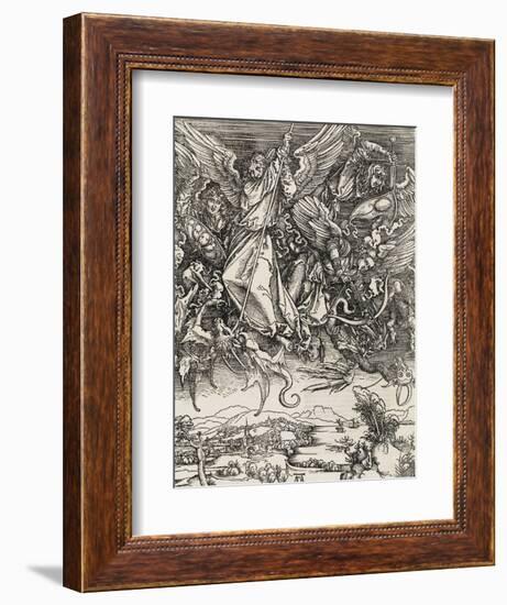 Apocalypse selon Saint Jean - Saint Michel terrassant le Dragon-Albrecht Dürer-Framed Giclee Print