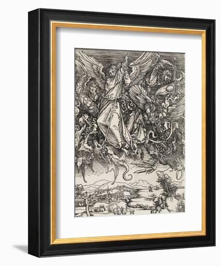 Apocalypse selon Saint Jean - Saint Michel terrassant le Dragon-Albrecht Dürer-Framed Giclee Print