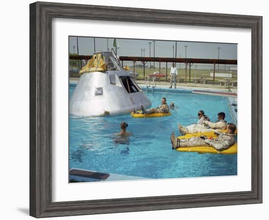 Apollo 1 Astronauts Working by the Pool-null-Framed Photographic Print