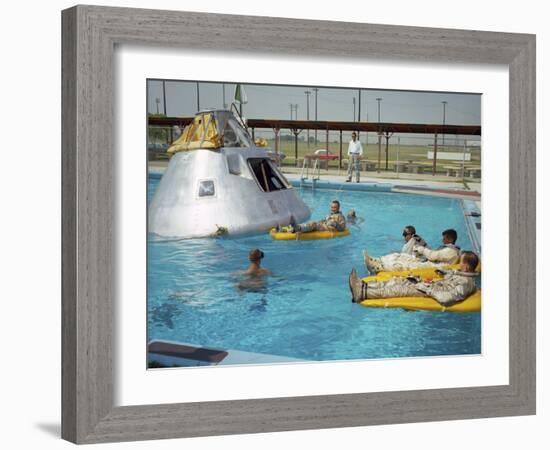 Apollo 1 Astronauts Working by the Pool-null-Framed Photographic Print