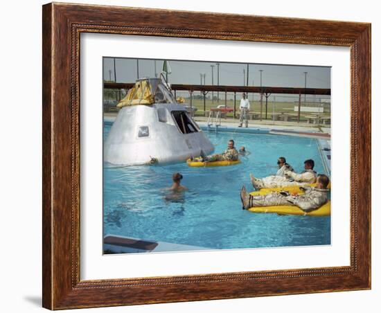 Apollo 1 Astronauts Working by the Pool-null-Framed Photographic Print