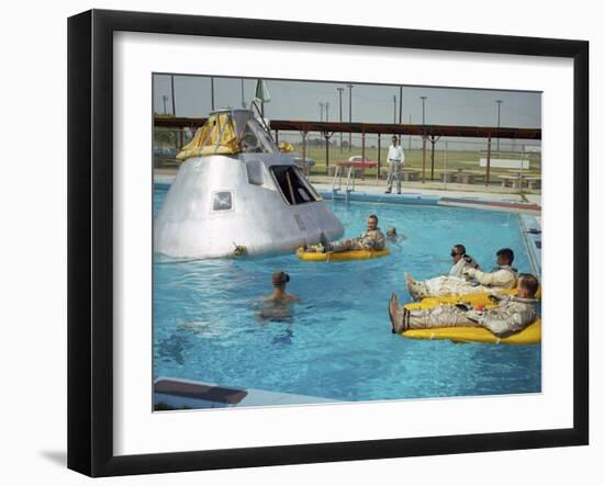 Apollo 1 Astronauts Working by the Pool-null-Framed Photographic Print