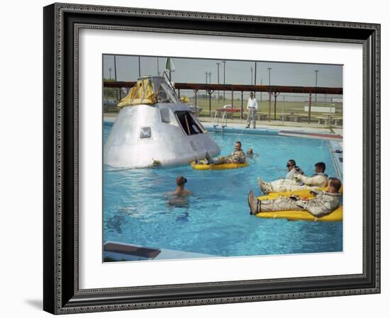 Apollo 1 Astronauts Working by the Pool--Framed Photographic Print