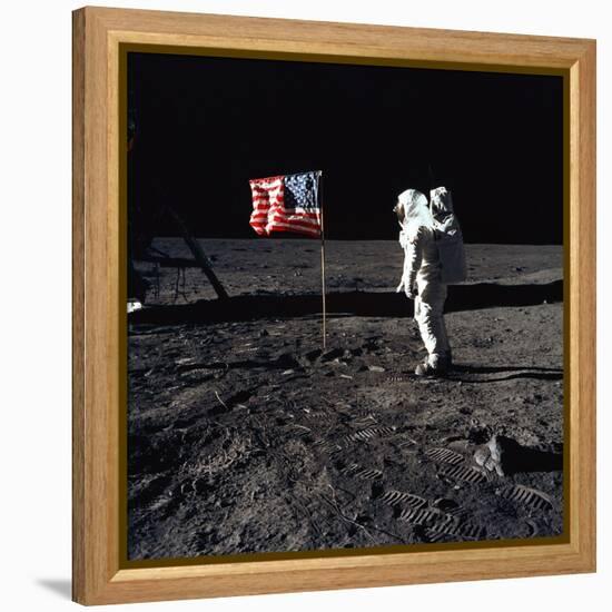 Apollo 11 Astronaut Buzz Aldrin During the First Lunar Landing, July 20, 1969-null-Framed Stretched Canvas