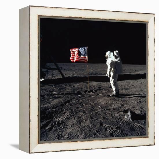 Apollo 11 Astronaut Buzz Aldrin During the First Lunar Landing, July 20, 1969-null-Framed Stretched Canvas