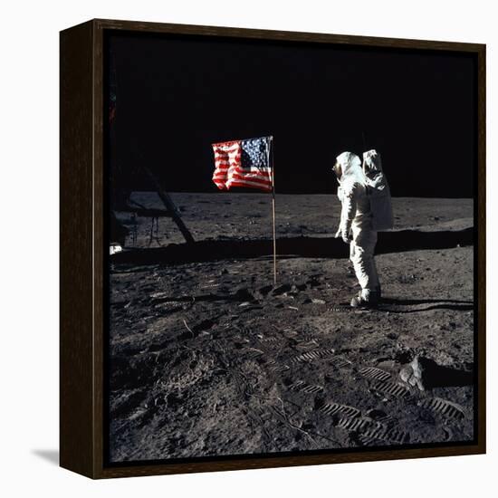 Apollo 11 Astronaut Buzz Aldrin During the First Lunar Landing, July 20, 1969-null-Framed Stretched Canvas