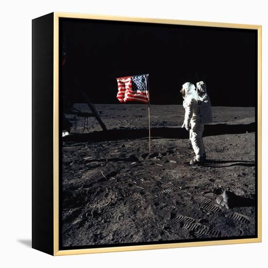 Apollo 11 Astronaut Buzz Aldrin During the First Lunar Landing, July 20, 1969-null-Framed Stretched Canvas