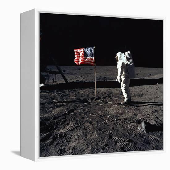 Apollo 11 Astronaut Buzz Aldrin During the First Lunar Landing, July 20, 1969-null-Framed Stretched Canvas