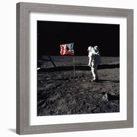 Apollo 11 Astronaut Buzz Aldrin During the First Lunar Landing, July 20, 1969-null-Framed Photo