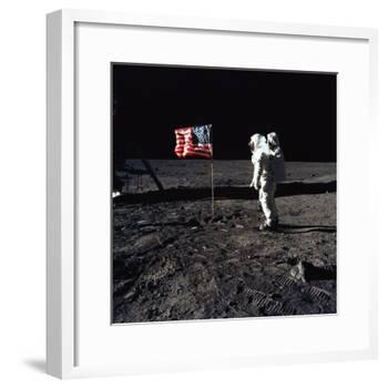 Apollo 11 Astronaut Buzz Aldrin During the First Lunar Landing, July 20, 1969-null-Framed Photo