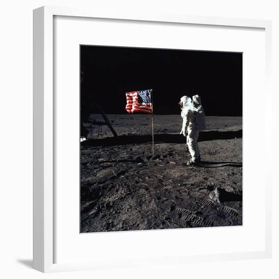 Apollo 11 Astronaut Buzz Aldrin During the First Lunar Landing, July 20, 1969-null-Framed Photo