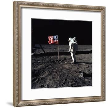 Apollo 11 Astronaut Buzz Aldrin During the First Lunar Landing, July 20, 1969-null-Framed Photo