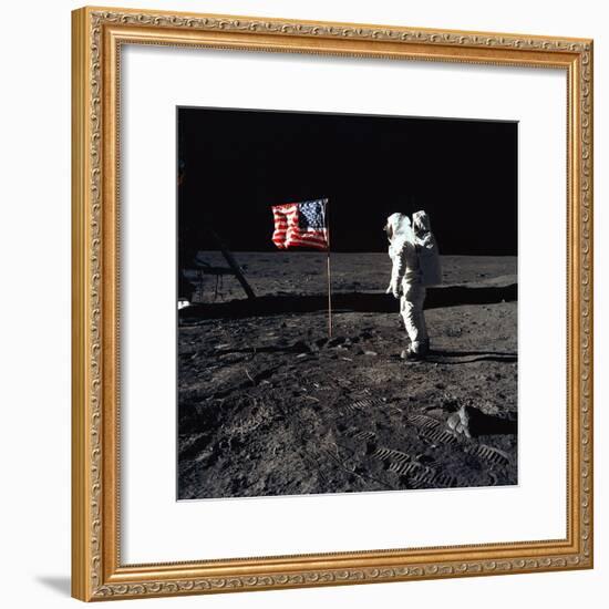 Apollo 11 Astronaut Buzz Aldrin During the First Lunar Landing, July 20, 1969-null-Framed Photo