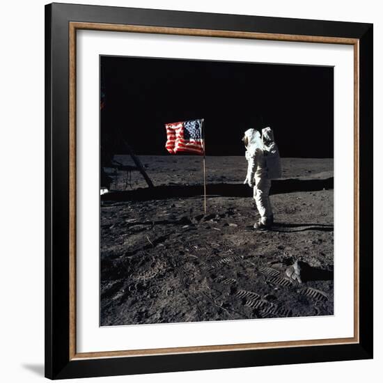 Apollo 11 Astronaut Buzz Aldrin During the First Lunar Landing, July 20, 1969-null-Framed Photo