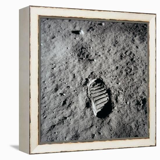 Apollo 11 Boot Print on the Moon. July 20, 1969-null-Framed Stretched Canvas