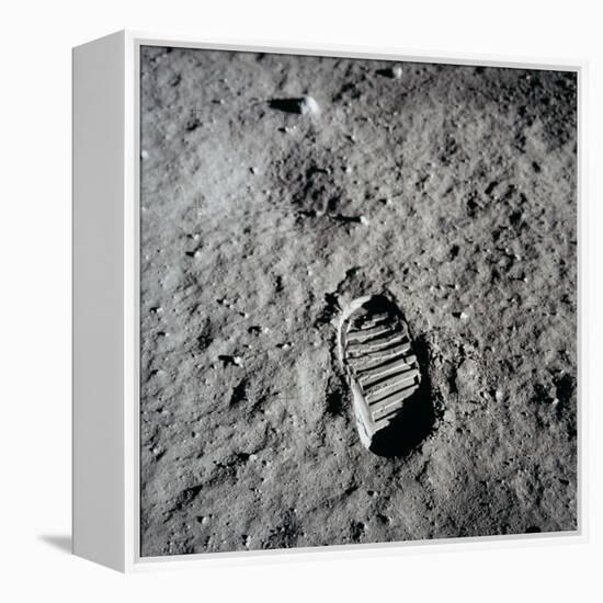 Apollo 11 Boot Print on the Moon. July 20, 1969-null-Framed Stretched Canvas