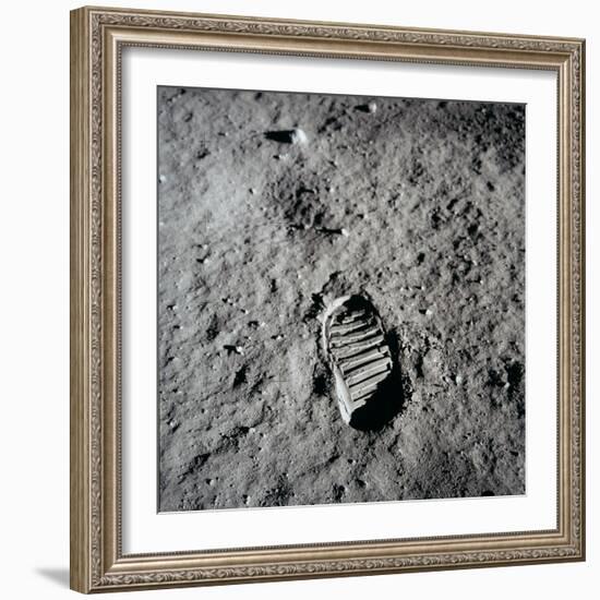 Apollo 11 Boot Print on the Moon. July 20, 1969-null-Framed Photo