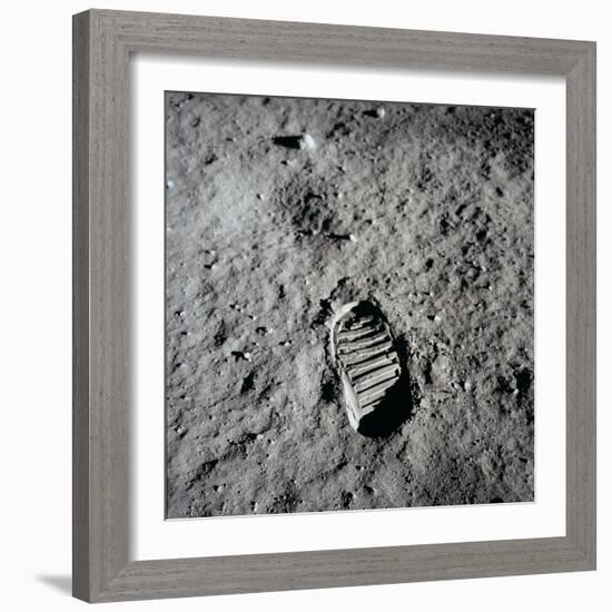 Apollo 11 Boot Print on the Moon. July 20, 1969-null-Framed Photo